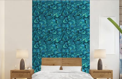 Behang - Fotobehang Design - Vintage - Blauw - Turquoise - Breedte 140 cm x hoogte 220 cm