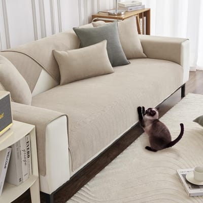 Bankhoes Chenille Fleece Antislip Beschermhoes voor Zit- en Rugdelen