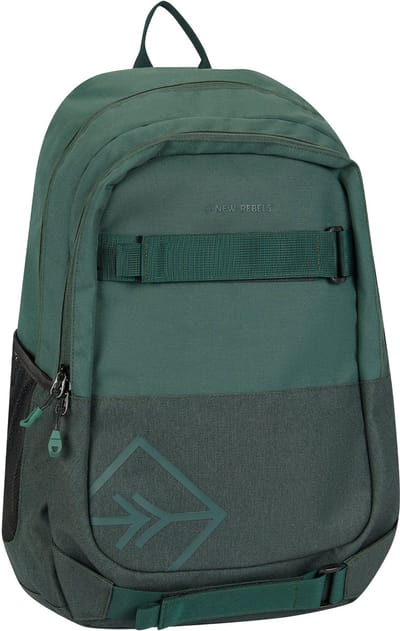 New Rebels Otis - Sanford Rugtas 20L | Waterafstotend | Laptopvak 15.6 | Reflecterende Strepen | Ruime Compartimenten | Duurzaam waterafstotend polyester | Donkergroen