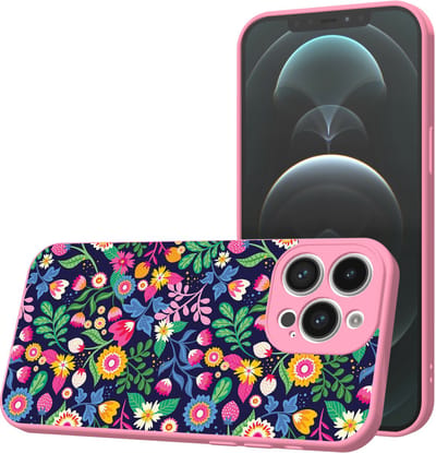 Smartphonica Telefoonhoesje Geschikt voor iPhone 12 Pro Max met Bloemen opdruk - TPU Back Cover Case Flower Design - Roze geschikt voor iPhone 12 Pro Max