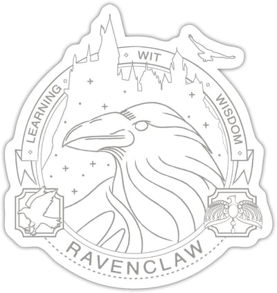 Harry Potter Ravenklauw Lineart Sticker maat S (10 x 10 cm)