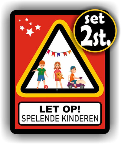 Jerma - Spelende kinderen - stickers - set 2 st - 14x18 cm - Zelfklevend - Weerbestendig - Krasvrij