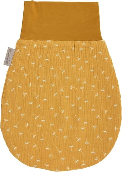 Trappelzak Mousseline - Voetenzak Baby - Warme Baby - Handgemaakt EU - 34 cm - Geel Paardenbloemen