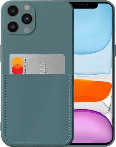 Smartphonica iPhone 11 Pro siliconen hoesje met pashouder en zachte binnenkant - Donkergroen geschikt voor iPhone 11 Pro