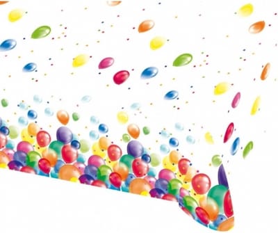 Feest tafelkleed met ballonnen opdruk plastic 180x120 cm - tafelzeil