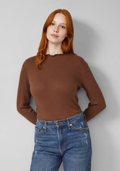 Gestreepte lange mouwen T-shirt slim fit met golfrand voor dames s.Oliver
