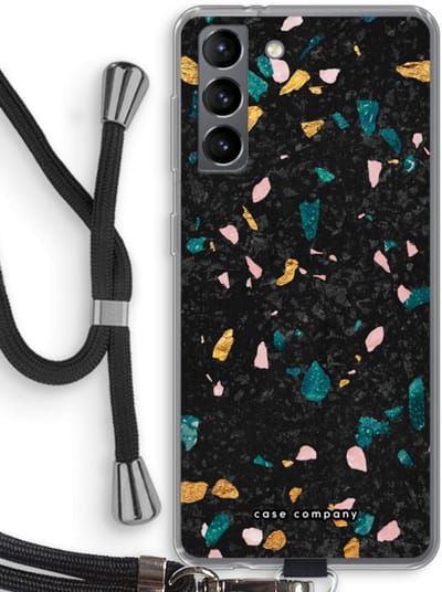 Case Company® - Hoesje met koord geschikt voor Samsung Galaxy S21 hoesje met Koord - Terrazzo N°10 - Telefoonhoesje met Zwart Koord - Bescherming aan alle Kanten en Over de Schermrand