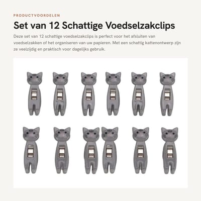 Dailygoods- Kapa 12 Stuks - Voedselzakclips - Metalen Bevestigingsclips - Schattige Wasknijpers - Lichtgewicht - Uitstekende Afwerking - Zakclips