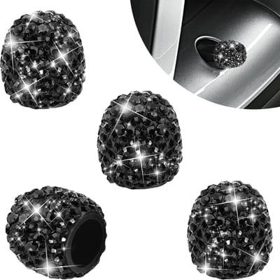 Dailygoods- Ventieldoppen Kristallen Diamant - 4 Stuks - Auto/Fiets - Stofdoppen - Universeel Bandenventiel - Hoogwaardig ABS - 1,5 x 1,4 cm - Ventieldop
