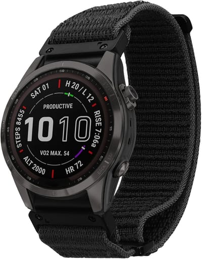 kwmobile nylon bandje voor smartwatch - geschikt voor Garmin Instinct 2S / Fenix 8S / Fenix 7S / Fenix 6S - - Polsbandje in zwart