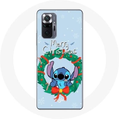 Coque pour Xiaomi Redmi Note 10 Pro Stitch neige joyeux Noël bleu