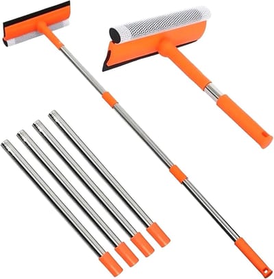 Raamwisser Set - Glasbewassing Tool - Streeploos Reinigen - Verstelbare Steel - Tot 145 cm - Zilver