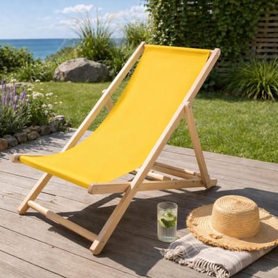 Strandstoelen - Zonnebedden Tuinstoelen - Ontspannen in de zon - 3-voudig verstelbaar - Opvouwbaar - Geel
