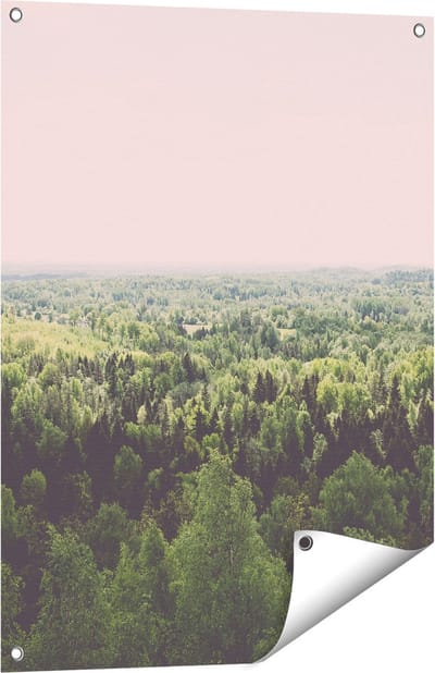 Gards Tuinposter Eindeloze Bos met Groene Bomen - 60x80 cm - Tuindoek - Tuindecoratie - Wanddecoratie buiten - Tuinschilderij