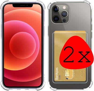 Hoesje 2 Stuks - Geschikt voor Apple iPhone 11 Pro - Met Pashouder en Kaarthouder - Telefoon Hoes Shockproof - Siliconen Case - Back Cover - Shock Proof - Pasjes Houder - Transparant
