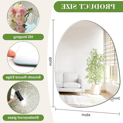 Asymmetrische Wandspiegel van Irregular Glas 45 x 60 cm - Decoratieve Spiegel voor Woonkamer, Badkamer en Hal met HD Weergave