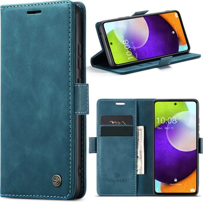 Solidenz Urban Book geschikt voor Samsung Galaxy A52s / A52 hoesje - Telefoonhoesje A52 - A52s Case Met Pasjeshouder - PU Leren Hoes - A52 cover - Blauw