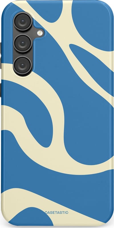 Casetastic hoesje geschikt voor Samsung Galaxy S23 FE - Dubbellaagse bescherming - Lichtblauwe water vlekken - Fashion Case - Lavendel Crème Lichtblauw