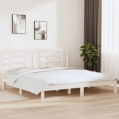 vidaXL - Bedframe - zonder - matras - massief - grenenhout - wit - 200x200 - cm