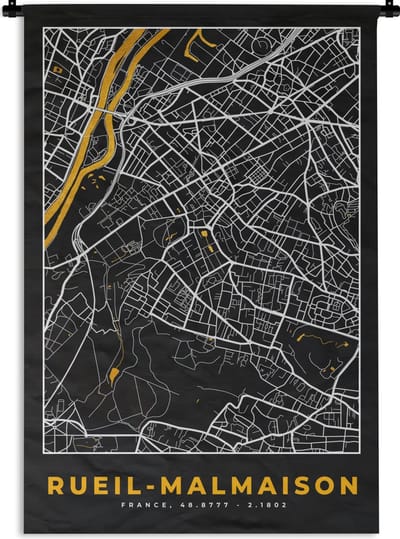 Wandkleed - Wanddoek - Rueil-Malmaison – Plattegrond – Frankrijk – Kaart – Stadskaart - 120x180 cm - Wandtapijt