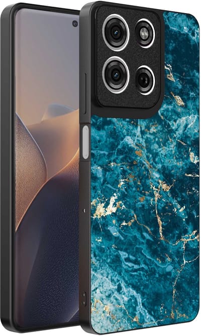 Geschikt voor Motorola Edge 60 Pro Telefoonhoesje met marmer opdruk - TPU backcover case blue marble design - Blauw - Smartphonica geschikt voor Motorola Edge 60 Pro