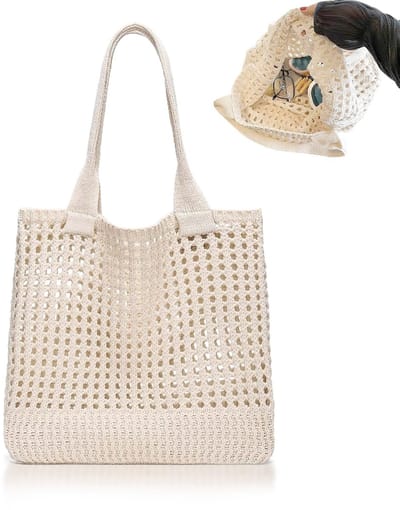 Dailygoods- Strandtas Lichtgewicht - Strandtas met Rits - Tote Bag Katoen - Dames Strandtas - Reis/Studenten Tas - Grote Grootte