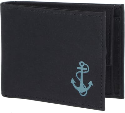 oxmox portemonnee New Cryptan RFID Protect Pocketbörse Freedom Anchor Print Cyan Black zwart