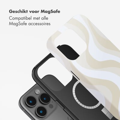 Selencia Hoesje - Geschikt voor Apple iPhone 15 Pro - Backcover geschikt voor MagSafe - Desert Waves Beige