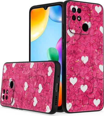 LuxeBass Siliconen hoesje met print geschikt voor Xiaomi Redmi 10C - Marmer Hearts - telefoonhoes - gsm hoes - telefoonhoesje
