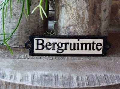 Emaille deurbordje recht 'Bergruimte'