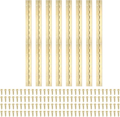 18x1.2 Inch Piano Scharnier van 304 Roestvrij Staal, Continu Scharnier met Gaten voor Deuren, Kasten en Houten Opbergdozen, Gouden Afwerking
