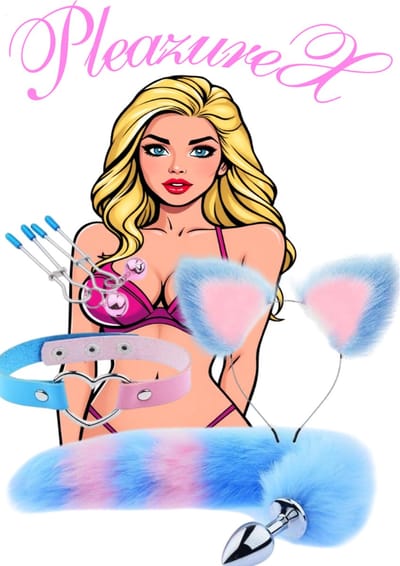 PleazureX - Lingerie Series - Roleplay vos - buttplug - collar - tepelklemmen - oortjes - erotisch