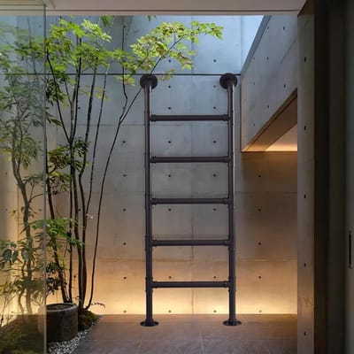 Wandmontage Ladder - Veiligheidstrap Klimladder - Zolder Toegang - Stevig Smeedijzer - Tot 300 cm - Zwart
