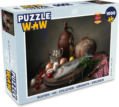 Puzzel Rustiek - Vis - Stilleven - Groente - Kruiden - Legpuzzel - Puzzel 1000 stukjes volwassenen