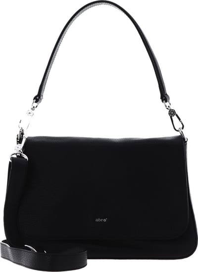 abro Leren Schoudertas Leather Adria Hobo Bag Lulu Black / Nickel Zwart