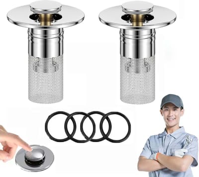 RVS vloerafvoerfilter - Nieuw RVS vloerafvoerfilter - Wastafelstopper - Keukenafvoerstopper - Haarvanger voor badkamergootsteen - Opklapbaar badkamerafvoerfilter - Isoleer geurtjes - Voorkom kakkerlakken - Scharnierend wastafelafvoerfilter (twee stuk