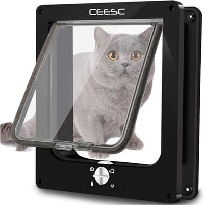 Luxe Kattenluik – Zonder Chipherkenning – Met Tunnel – Microchip – Grote Kat – Poezenluik – Weerbestendig – Honden & Katten <63 CM – Zwart