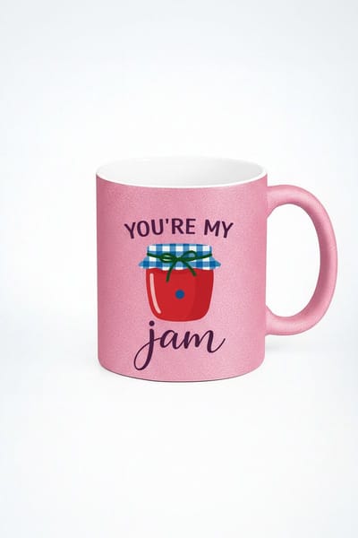 Roze Glitter Mok 'You're My Jam' | Liefdes Cadeau met Jam Illustratie