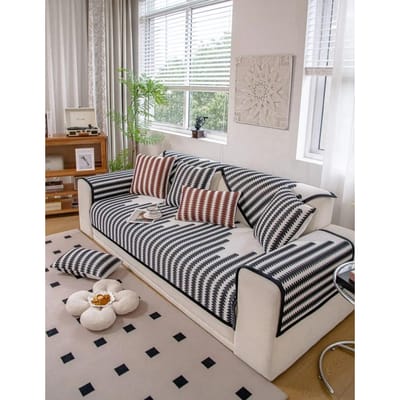 IJszijde Geometrisch Gestreept Bankovertrek Universeel voor Alle Seizoenen Bankovertrek Woonkamerdecoratie Antislip Bankkussen Mat 70X70cm 1pc