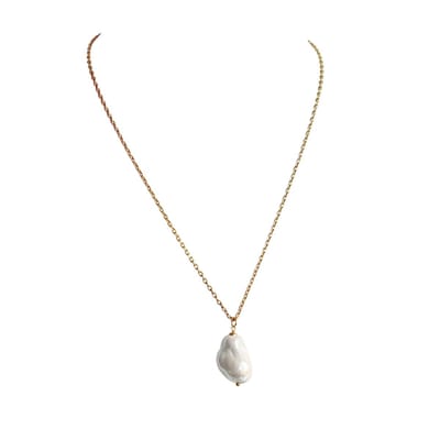FlowJewels - ketting met barok parel - stainless steel