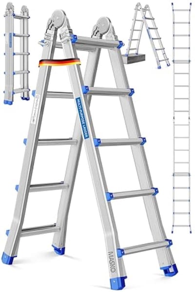 Telescopische Ladder - Vouwtrap Steiger - Werkzaamheden op hoogte - 3-in-1 multifunctioneel - 5.1 m - Aluminium