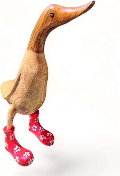 Houten Eend Handgemaakt Indonesie Teak Bikini Slippers Duckie Medium 31 cm