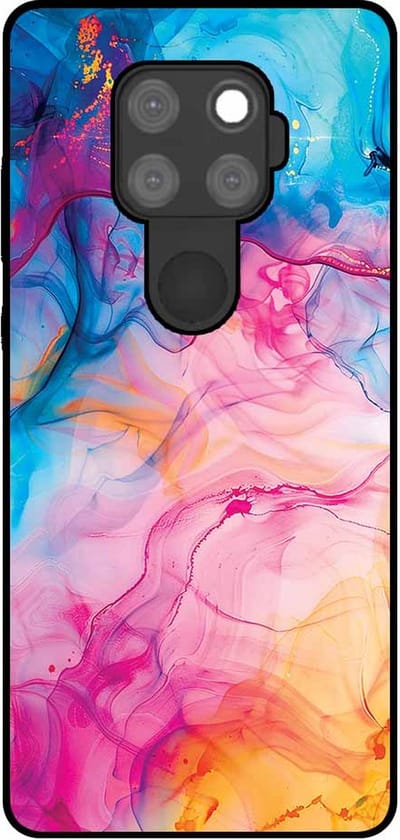 Smartphonica Telefoonhoesje Geschikt voor Huawei Mate 30 Lite met Regenboog Acryl Marmer Opdruk - TPU Backcover Case Rainbow Acrylic Marble Design geschikt voor Huawei Mate 30 Lite