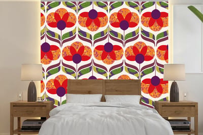 Behang - Fotobehang Retro - Flower Power - Vintage - Kleuren - Breedte 240 cm x hoogte 240 cm