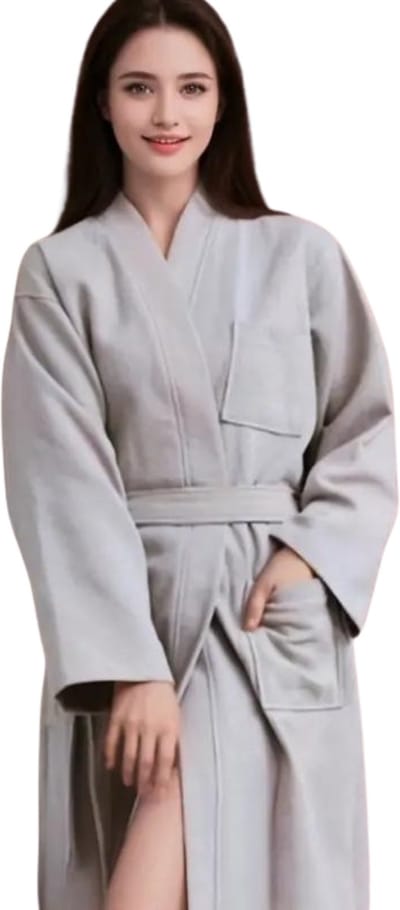 Bovista Badjas Dames - Fleece - Katoen - Badstof - Sauna - Hamam - Wafel - Bathrobe - Duster - Ochtendjas - Spa - Kimono - Grijs