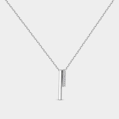 Zilveren collier met langwerpige motieven & zirkonia