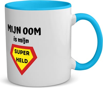 Akyol - mijn oom is mijn superheld koffiemok - theemok - blauw - Oom - super oom - verjaardag - cadeautje voor oom - oom artikelen - kado - geschenk - 350 ML inhoud