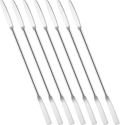 Dailygoods- Laboratoriumspatel 7 stuks - Roestvrij Staal - Dubbele Uiteinden - 15 cm - Ideaal voor Cosmetica - Nauwkeurig Werken - Spatel