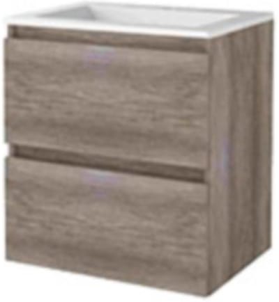 Basic-Line Start 46 Badkamermeubelset - 60 x 46 cm - Greeploos - 2 Lades - Acryl Wastafel - 1 Kraangat - Scotch Oak