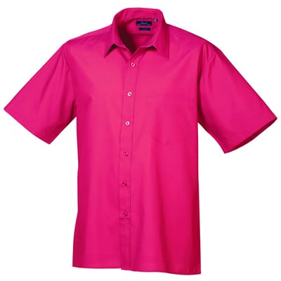 Premier formeel poplin effen werkoverhemd met korte mouwen voor heren 17 warm roze kleur